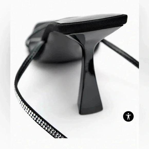 ZARA BRAND BLACK HEELED SANDALS WITH RHINESTONE STRAPS size35 size 5US - Picture 5 of 9